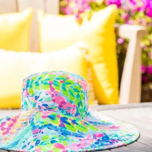 New Lilly Pulitzer Catch The Wave Multi Hat Beach Sun NWT main image 5